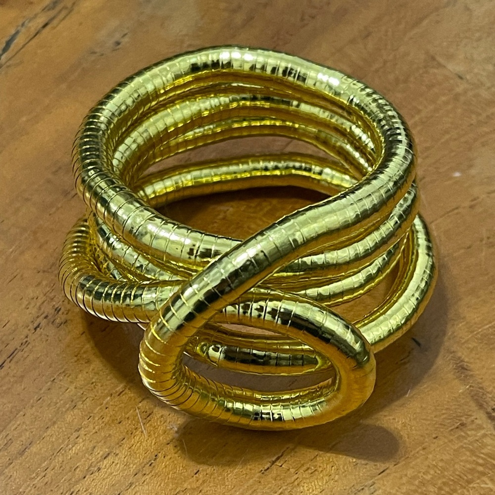 Vintage Bending Gold Tone Jewelry, Snake necklace, choker, bracelet, art NEW